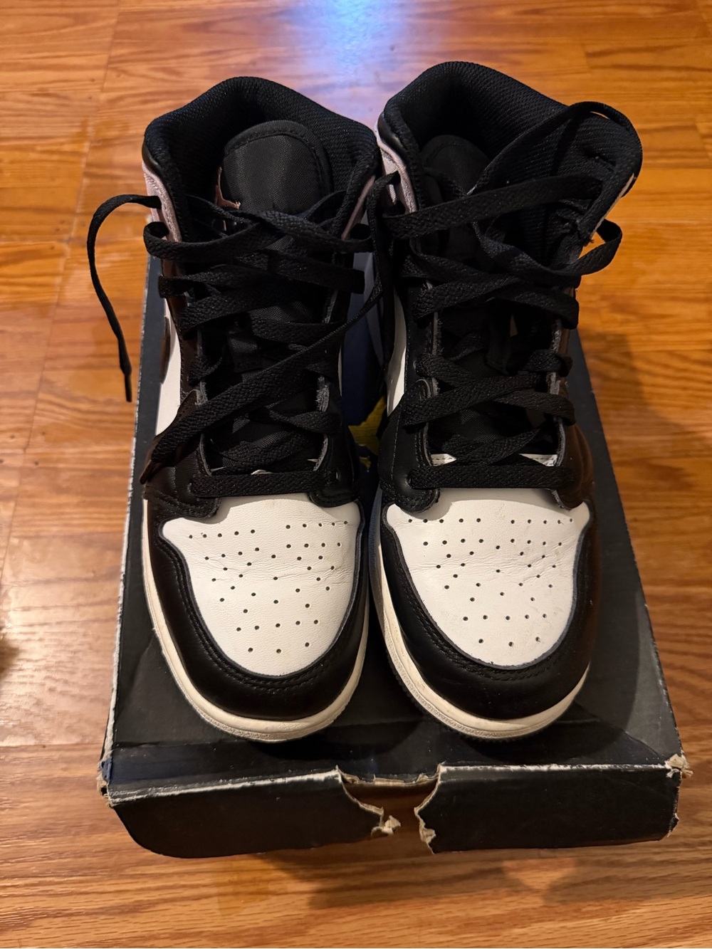 Jordan Kids Black and White High-Top Sneakers with Lace-Up
